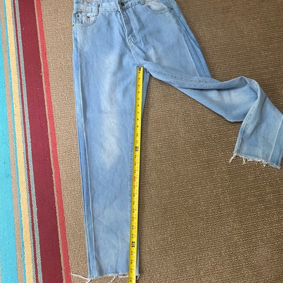 High waist jeans bleached distressed frayed hem - Picture 11 of 11